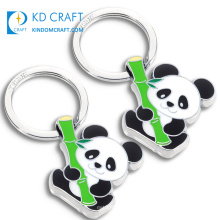 Unique design custom chinese style metal hard enamel cute animal couple panda keychain for souvenir